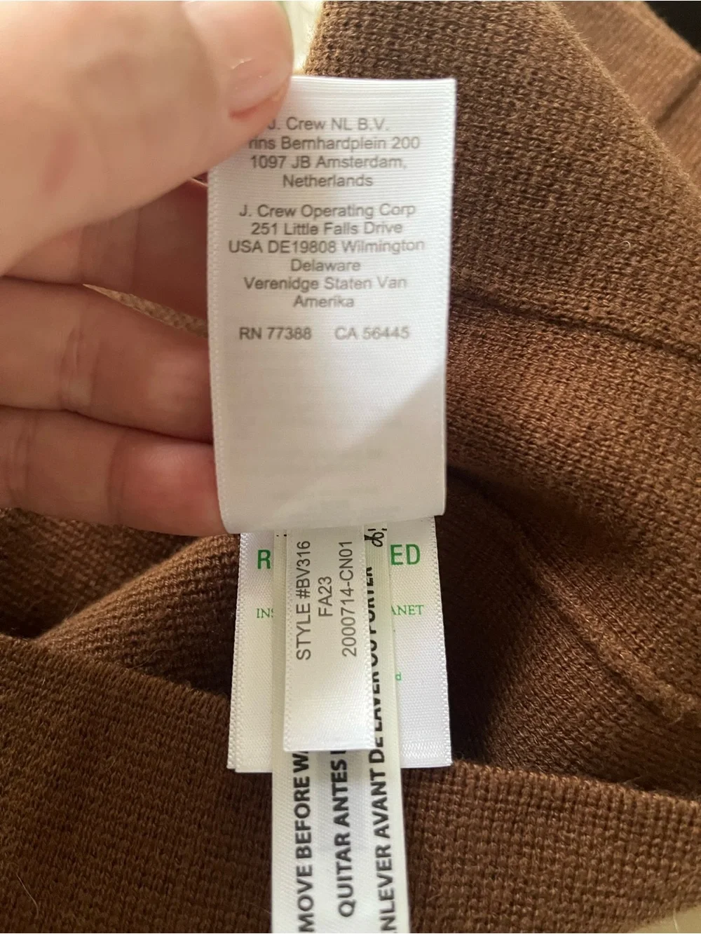 J. Crew Brown V-Neck Button Front Cardigan